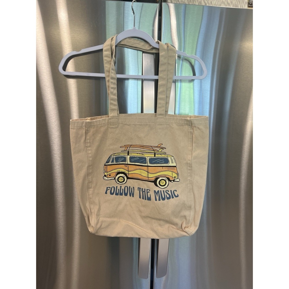 American Eagle Canvas Tote Bag "Follow The Music" Van Graphic Beach